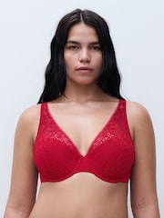 Chantelle Red Day to Night Lace underwired Plunge Spacer Bra - Image 2 of 5
