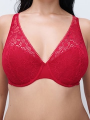 Chantelle Red Day to Night Lace underwired Plunge Spacer Bra - Image 4 of 5