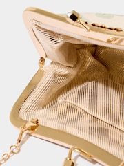 Joe Browns Gold Jacquard Floral Print Kiss Lock Bag - Image 4 of 4
