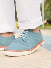 Joe Browns Blue Lace Up Suede Brogue Pumps - Image 2 of 6