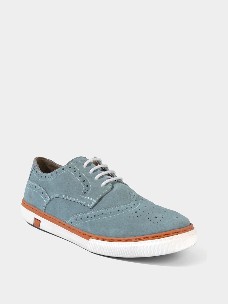 Joe Browns Blue Lace Up Suede Brogue Pumps - Image 4 of 6