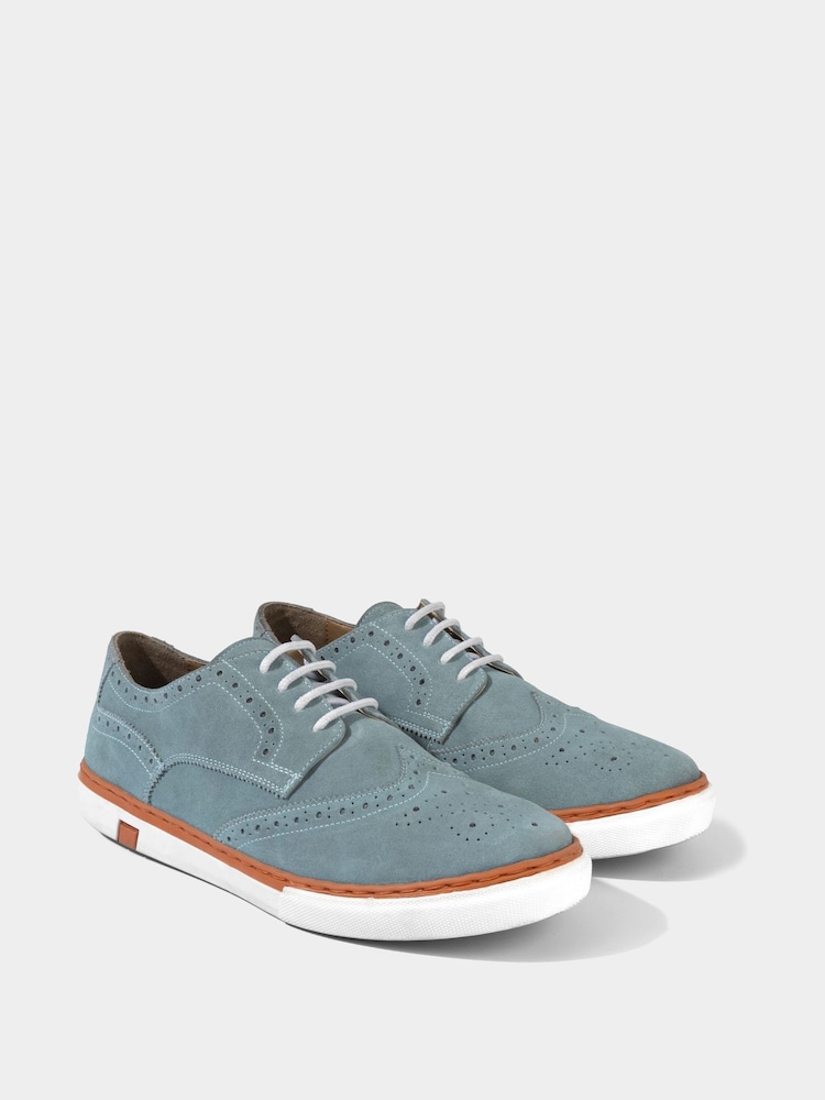Joe Browns Blue Lace Up Suede Brogue Pumps - Image 5 of 6