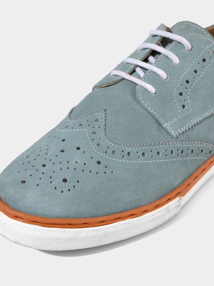 Joe Browns Blue Lace Up Suede Brogue Pumps - Image 6 of 6
