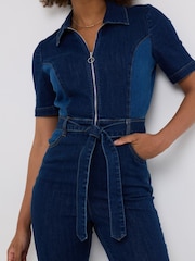 Joe Browns Blue Denim Belted Zip Jumpsuit - Image 4 of 5