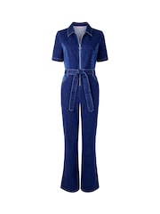 Joe Browns Blue Denim Belted Zip Jumpsuit - Image 5 of 5