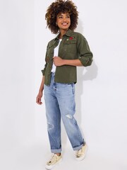 Joe Browns Green Appliqué Badge 100% Cotton Shirt - Image 4 of 8