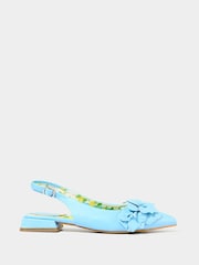 Joe Browns Blue 3D Corsage Flower Slingback Flats - Image 3 of 5