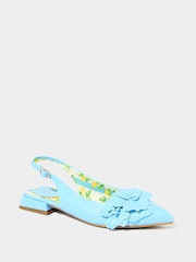 Joe Browns Blue 3D Corsage Flower Slingback Flats - Image 4 of 5