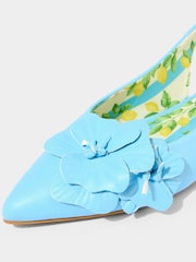 Joe Browns Blue 3D Corsage Flower Slingback Flats - Image 5 of 5