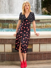 Joe Browns Black Polka Dot Lace Midi Dress - Image 1 of 7