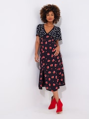 Joe Browns Black Polka Dot Lace Midi Dress - Image 4 of 7