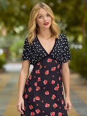 Joe Browns Black Polka Dot Lace Midi Dress - Image 5 of 7