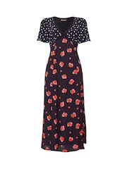 Joe Browns Black Polka Dot Lace Midi Dress - Image 7 of 7
