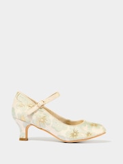 Joe Browns Gold Jacquard Floral Print Occasion Shoes - Image 1 of 4