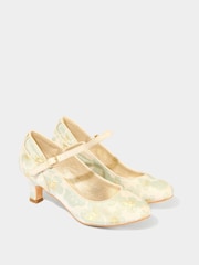 Joe Browns Gold Jacquard Floral Print Occasion Shoes - Image 3 of 4