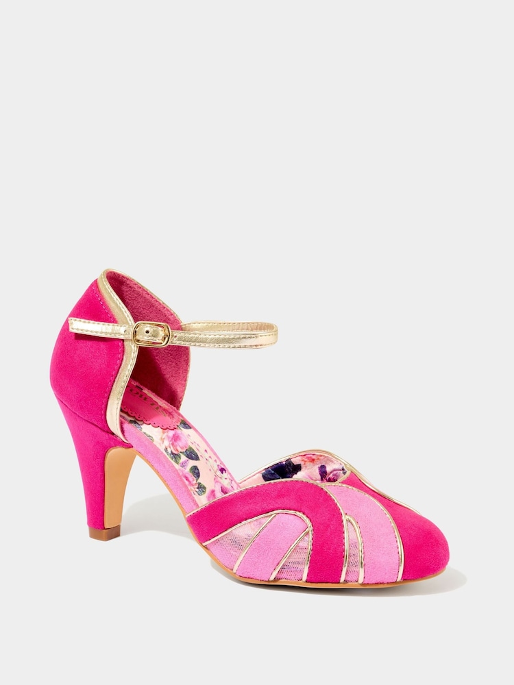 Joe Browns Pink Art Deco Ankle Strap Heels - Image 2 of 5