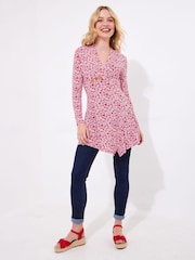 Joe Browns Red Asymmetric Floral Print Jersey Tunic - Image 1 of 5