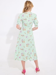 Joe Browns Sky Blue Ditsy Floral Button Midi Dress - Image 2 of 5