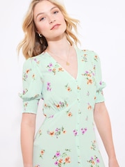 Joe Browns Sky Blue Ditsy Floral Button Midi Dress - Image 4 of 5