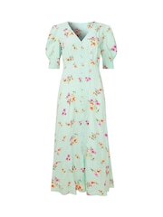 Joe Browns Sky Blue Ditsy Floral Button Midi Dress - Image 5 of 5