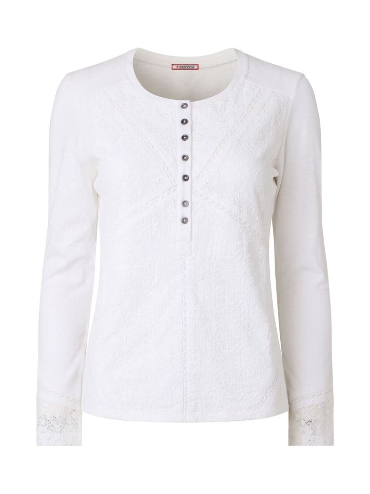 Joe Browns White Lace Panel Button Down 100% Cotton Jersey Top - Image 5 of 5
