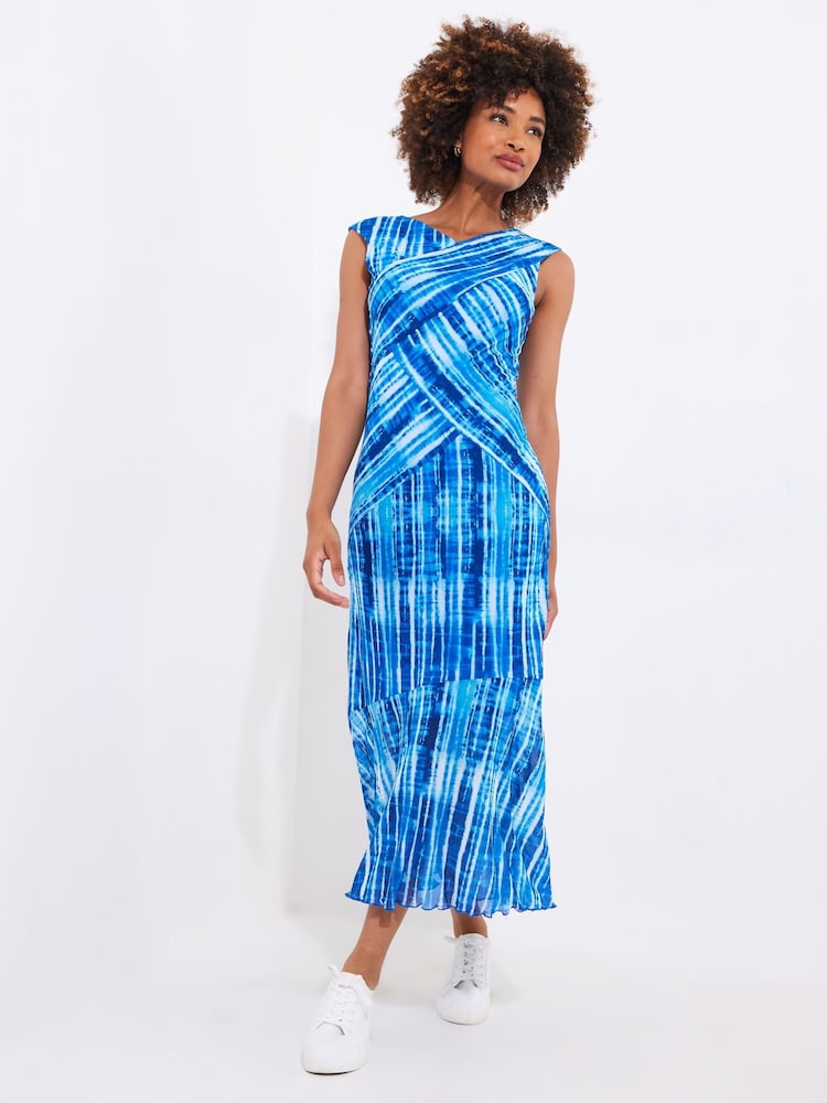 Joe Browns Blue Asymmetric Mesh Fluted Dress - Image 1 of 5