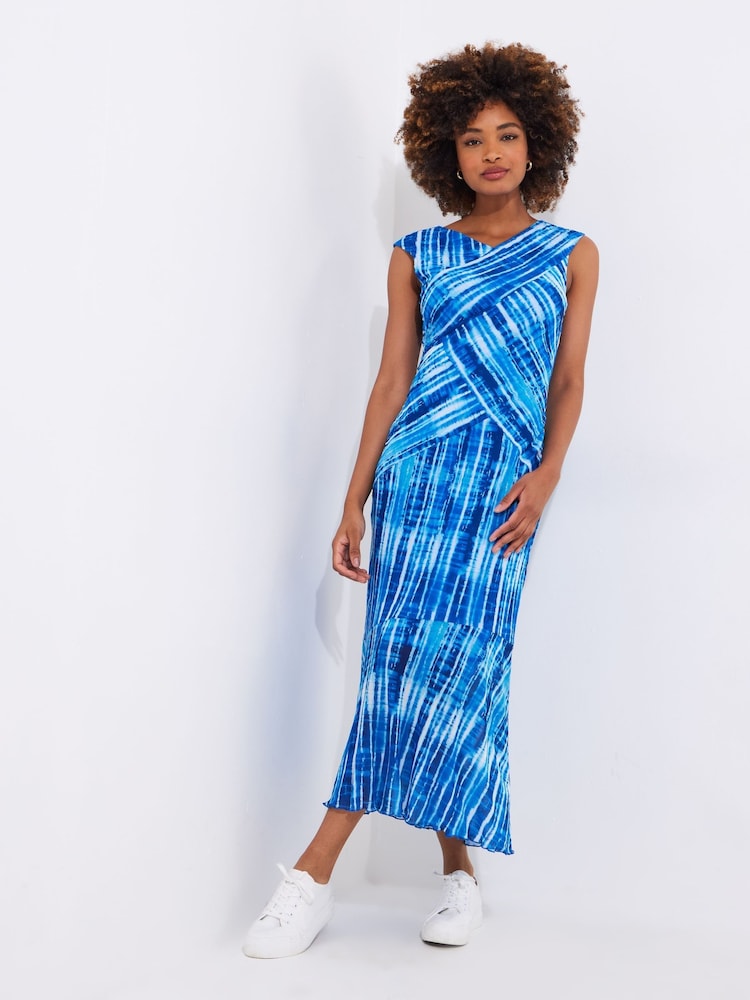 Joe Browns Blue Asymmetric Mesh Fluted Dress - Image 2 of 5