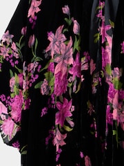Joe Browns Black Dark Floral Print Fringe Kimono Cover-Up - Image 4 of 4