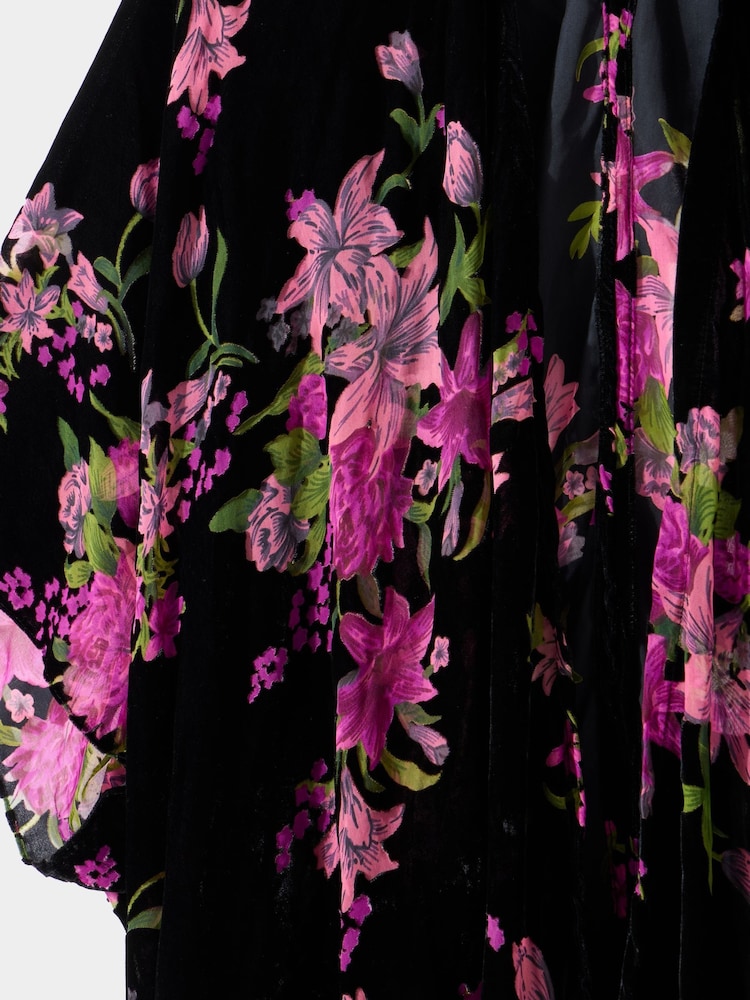Joe Browns Black Dark Floral Print Fringe Kimono Cover-Up - Image 4 of 4