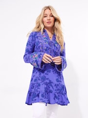 Joe Browns Blue Bird Print Lace Detail Tunic - Image 1 of 5