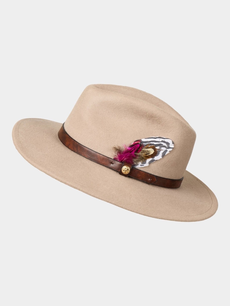 لون طبيعي - Joe Browns Premium Wool Fedora Hat - صورة 1 من 2 لون طبيعي - Joe Browns Premium Wool Fedora Hat - صورة 1 من 2