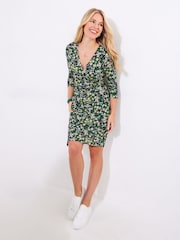 Joe Browns Black Ditsy Rouched Jersey Wrap Dress - Image 3 of 7