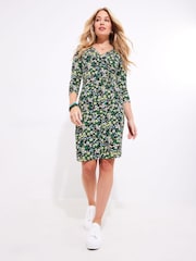 Joe Browns Black Ditsy Rouched Jersey Wrap Dress - Image 4 of 7