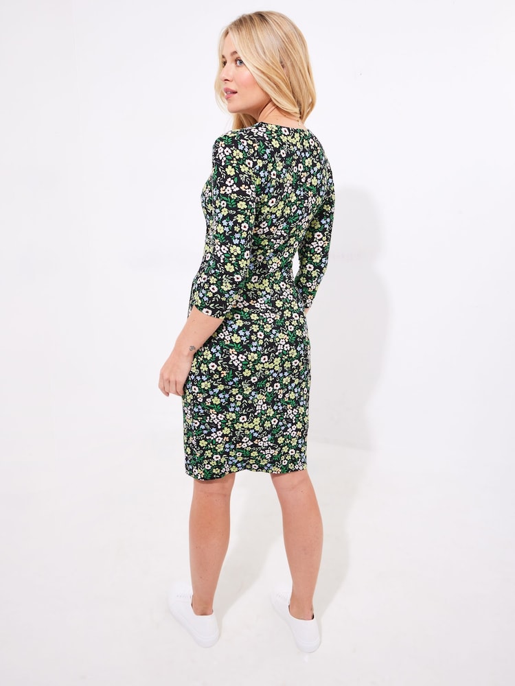Joe Browns Black Ditsy Rouched Jersey Wrap Dress - Image 5 of 7
