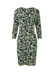 Joe Browns Black Ditsy Rouched Jersey Wrap Dress - Image 7 of 7