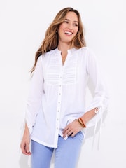 Joe Browns White Lace Detail Pintuck 100% Cotton Blouse - Image 1 of 5