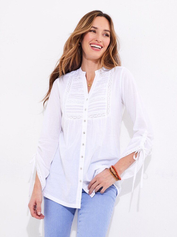 Joe Browns Lace Detail Pintuck 100% Cotton Blouse - Imagen 1 de 5 Joe Browns Lace Detail Pintuck 100% Cotton Blouse - Imagen 1 de 5