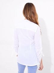 Joe Browns White Lace Detail Pintuck 100% Cotton Blouse - Image 3 of 5