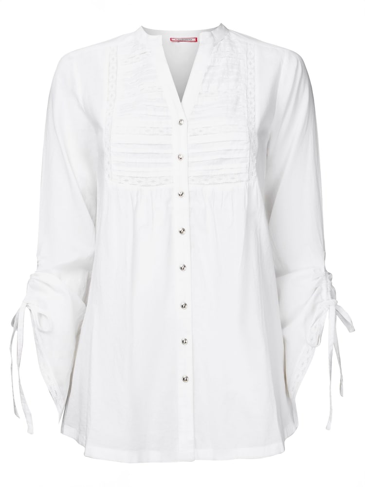 Joe Browns White Lace Detail Pintuck 100% Cotton Blouse - Image 5 of 5