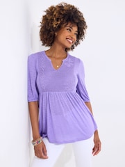 Joe Browns Purple Lace Panel Jersey Top - Image 1 of 5