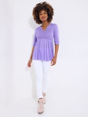 Joe Browns Purple Lace Panel Jersey Top - Image 3 of 5