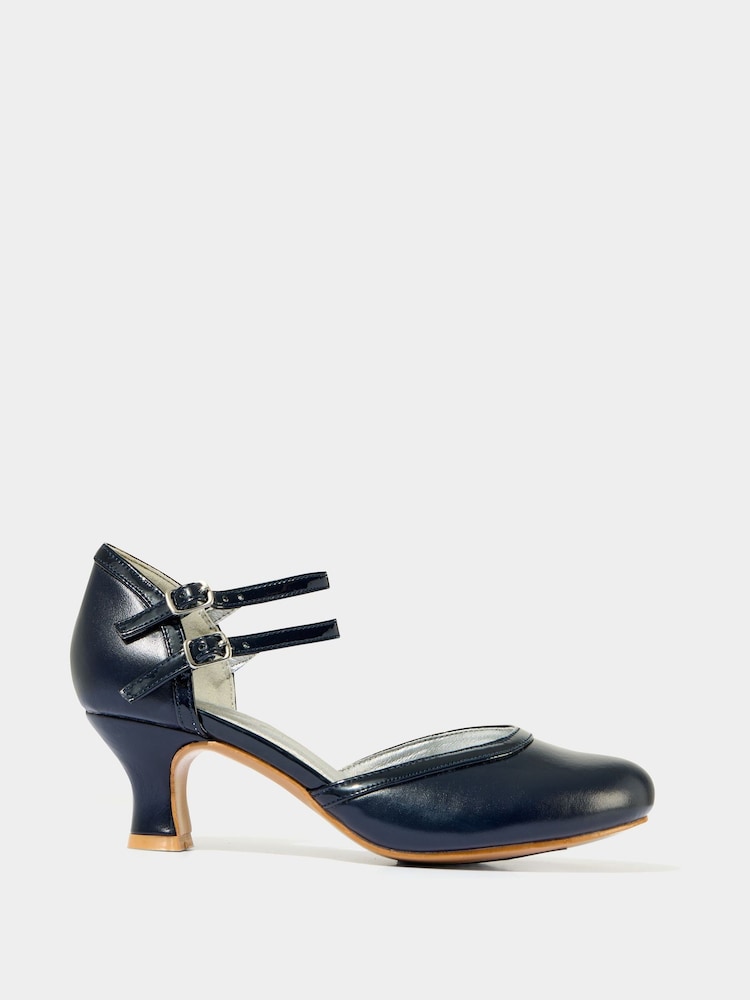 Joe Browns Blue Double Strap Vintage PU Mary Janes Shoes - Image 1 of 3