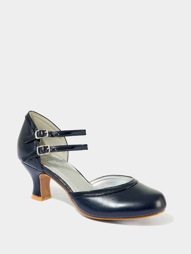 Joe Browns Blue Double Strap Vintage PU Mary Janes Shoes - Image 2 of 3