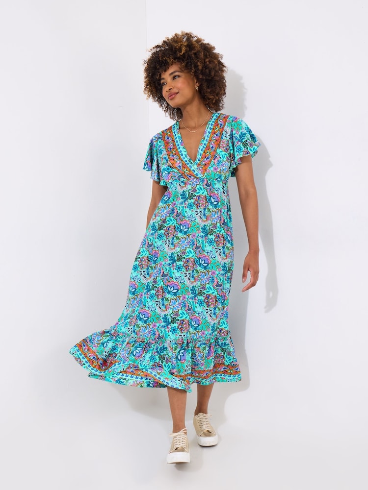 Joe Browns Blue Boho Border Print Maxi Dress - Image 1 of 5
