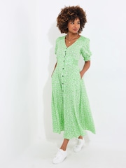 Joe Browns Green Puff Sleeve Daisy Maxi Dress - Image 1 of 5