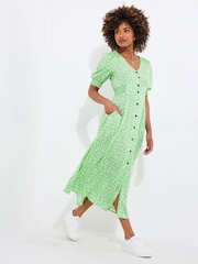 Joe Browns Green Puff Sleeve Daisy Maxi Dress - Image 2 of 5