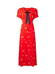 Joe Browns Red Puff Sleeve Floral Print Maxi Dress - Image 7 of 7