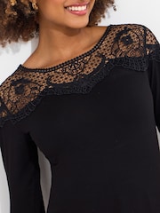 Joe Browns Black Lace Panel Scoop Neck Top - Image 4 of 5