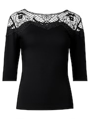 Joe Browns Black Lace Panel Scoop Neck Top - Image 5 of 5