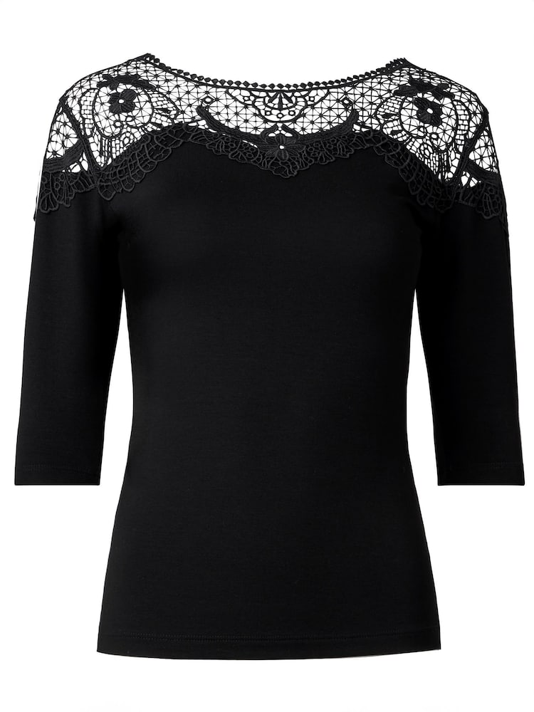 Joe Browns Black Lace Panel Scoop Neck Top - Image 5 of 5